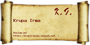 Krupa Irma névjegykártya